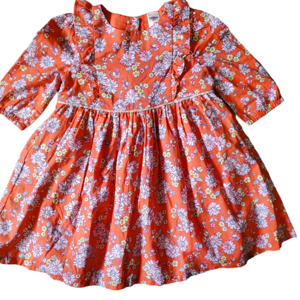 OshKosk Bigosh Orange Floral Kids Dress